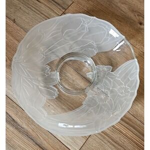 Colony Crafts Satin Bouquet 13" Chips & Dip Tray Frosted Glass